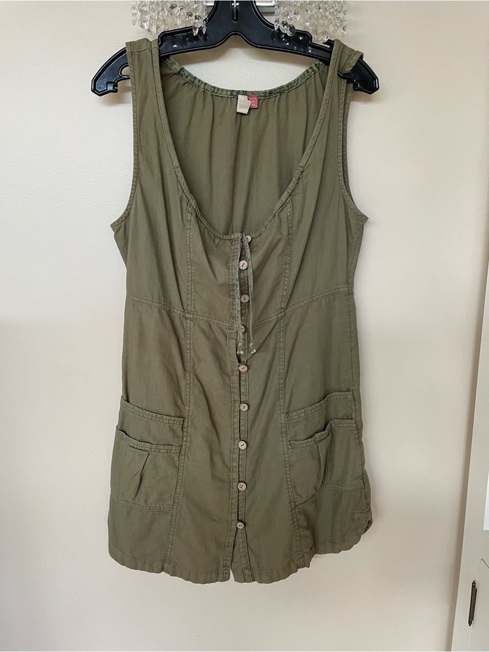 Pilcro Olive Button-Front Tank Dress